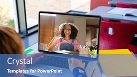  Presentation with learning technology - Presentation consisting of caucasian-boy-looking-at-female and a  colored foreground