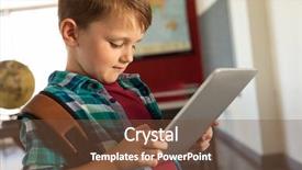  Presentation with elementary - PPT theme consisting of caucasian boy with brown school background and a tawny brown colored foreground