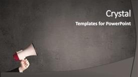  Presentation with plain - Slide deck enhanced with newsbackground - caucasian business arm holding megaphone background and a dark gray colored foreground