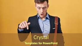  Presentation with advertisement - PPT layouts featuring caucasian-business-man-over-yellow background and a tawny brown colored foreground