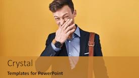  Presentation with bad breath - Presentation design with caucasian-business-man-over-yellow background and a  colored foreground