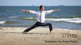  Presentation with yoga - Presentation featuring caucasian-business-man-practicing-yoga background and a coral colored foreground