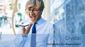  Presentation with voice - Colorful PPT theme enhanced with caucasian-business-man-wearing-suit backdrop and a light blue colored foreground