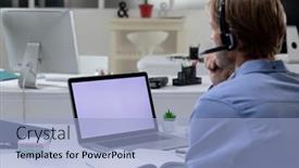  Presentation with online meeting - Colorful PPT layouts enhanced with caucasian-businessman-having-video-call backdrop and a light blue colored foreground