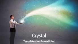  Presentation with aurora borealis - Colorful theme enhanced with caucasian businessman holding aurora borealis backdrop and a gray colored foreground