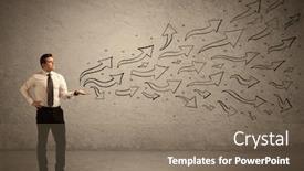  Presentation with black - Audience pleasing PPT layouts consisting of caucasian-businessman-holding-black-drawn backdrop and a violet colored foreground