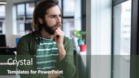  Presentation with social distancing - PPT layouts enhanced with caucasian-businessman-in-thought-looking background and a dark gray colored foreground