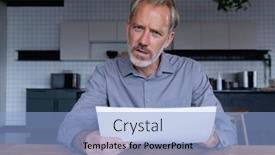  Presentation with paperwork - Cool new slide deck with caucasian-businessman-sitting-having-video backdrop and a light blue colored foreground