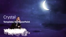  Presentation with cloud - Colorful theme enhanced with caucasian-businessman-sitting backdrop and a ocean colored foreground