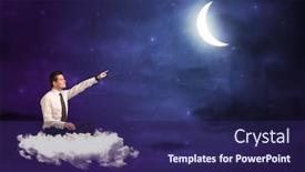  Presentation with cloud - Slides with caucasian-businessman-sitting background and a navy blue colored foreground