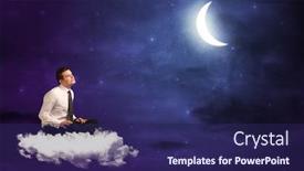  Presentation with cloud - Slide set with caucasian-businessman-sitting background and a navy blue colored foreground