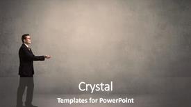  Presentation with blank - Amazing PPT theme having caucasian businessman standing in front of a grunge blank wall backdrop and a gray colored foreground