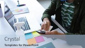  Presentation with office cleaning - Slide deck featuring caucasian-businessman-wearing-face-mask background and a light blue colored foreground