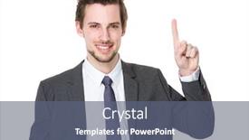  Presentation with finger point - Slide deck with caucasian businessman with finger point up background and a ocean colored foreground