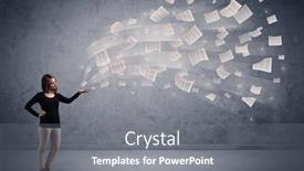  Presentation with hands holding - Slide deck with caucasian-businesswoman-holding-newspapers background and a gray colored foreground