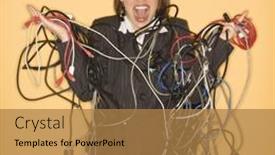  Presentation with pile - Beautiful PPT theme featuring caucasian-businesswoman-smiling-holding-pile backdrop and a coral colored foreground