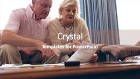  Presentation with low angle view of volleyball - Cool new presentation design with caucasian couple discussing over medical backdrop and a coral colored foreground