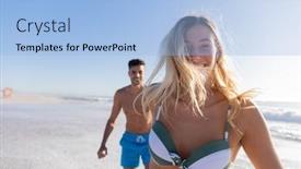  Presentation with holding hands - Slide set consisting of caucasian-couple-enjoying-time background and a light blue colored foreground