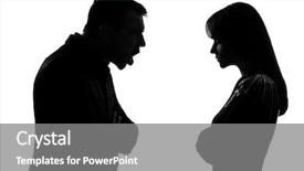  Presentation with studio - Presentation theme with caucasian couple man and woman background and a gray colored foreground