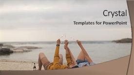  Presentation with cracker - Audience pleasing presentation design consisting of caucasian couple playing with fire backdrop and a light gray colored foreground