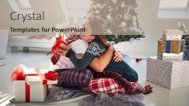  Presentation with christmas presents - PPT layouts consisting of caucasian-couple-sitting background and a mint green colored foreground