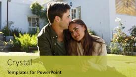  Presentation with isolation - Amazing PPT layouts having caucasian-couple-spending-time backdrop and a yellow colored foreground