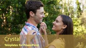  Presentation with isolation - Slide set consisting of caucasian-couple-spending-time background and a tawny brown colored foreground