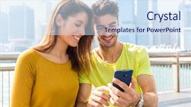  Presentation with hot to use microsoft project - Audience pleasing PPT theme consisting of caucasian couple use the cellphone together backdrop and a sky blue colored foreground