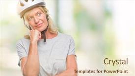  Presentation with cyclist - Cool new presentation with caucasian cyclist woman wearing safety backdrop and a  colored foreground