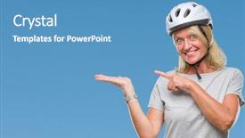  Presentation with cyclist - Slides having caucasian cyclist woman wearing safety background and a  colored foreground