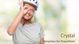  Presentation with cyclist - Colorful presentation enhanced with caucasian cyclist woman wearing safety backdrop and a  colored foreground