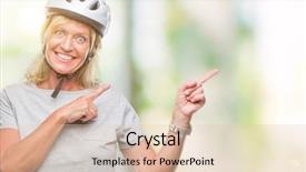  Presentation with cyclist - Slides consisting of caucasian cyclist woman wearing safety background and a lemonade colored foreground