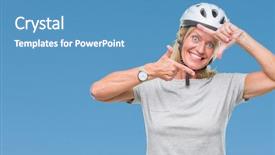  Presentation with cycle safety - Theme featuring caucasian cyclist woman wearing safety background and a  colored foreground