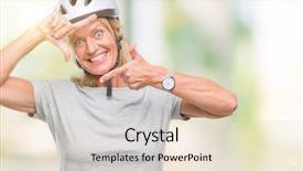  Presentation with triathlon professional cyclist man cycling - Slide deck consisting of caucasian cyclist woman wearing safety background and a  colored foreground