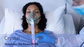  Presentation with medical ventilator - Audience pleasing slide deck consisting of caucasian-doctor-in-ppe-suit backdrop and a teal colored foreground