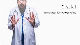  Presentation with medical concept - PPT layouts with caucasian doctor man wearing medical background and a white colored foreground