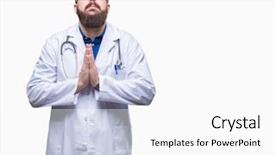  Presentation with medical smiling doctor - Beautiful presentation theme featuring caucasian doctor man wearing medical backdrop and a  colored foreground