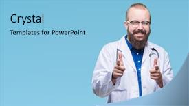  Presentation with energy - Audience pleasing presentation theme consisting of caucasian doctor man wearing medical backdrop and a  colored foreground
