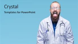  Presentation with medical concept lung cancer medical - Slide deck having caucasian doctor man wearing medical background and a  colored foreground