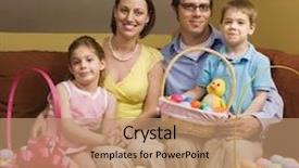  Presentation with easter basket - Theme having family on couch holding easter background and a coral colored foreground