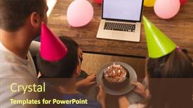  Presentation with party time - Slides featuring caucasian-family-spending-time background and a tawny brown colored foreground