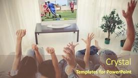  Presentation with digital image - PPT layouts featuring caucasian-family-watching-tv background and a coral colored foreground