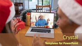  Presentation with digital image - Theme featuring caucasian-father-and-daughter background and a tawny brown colored foreground