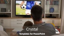  Presentation with digital image - Presentation design consisting of caucasian-father-and-son-watching background and a dark gray colored foreground