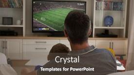  Presentation with digital image - Slides consisting of caucasian-father-and-son-watching background and a tawny brown colored foreground