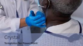  Presentation with african american patient - Cool new presentation theme with caucasian-female-doctor-palpating-lymph backdrop and a seafoam green colored foreground