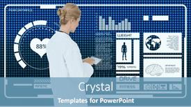  Presentation with data science - Presentation featuring caucasian-female-doctor-using-digital background and a teal colored foreground