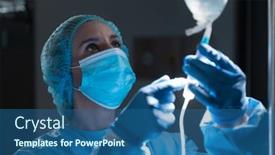  Presentation with covid coronavirus - Audience pleasing slide deck consisting of caucasian-female-doctor-wearing-face backdrop and a ocean colored foreground