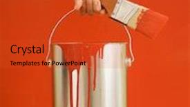  Presentation with paint - Audience pleasing theme consisting of caucasian female hand and leg holding paint can and paintbrush backdrop and a red colored foreground