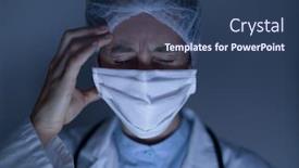  Presentation with lab coat - PPT layouts consisting of caucasian-female-healthcare-worker-wearing background and a ocean colored foreground